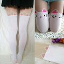 Fashion Sexy Knee High Hosiery Pantyhose Cat Tattoo Tail Print