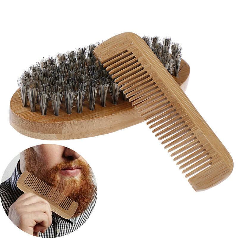 Mustache Care Wood Beard Comb Facial Shaving Boar Bristle Brush Beard Groomin Gw