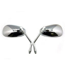 2PCS Motorcycle Oval Chrome Rear View Glass Mirror For Ducati KTM Kawasaki BX