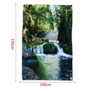 Green Tapestry Rainforest Waterfall Decor, Foliage Jungle Misty Mountains a