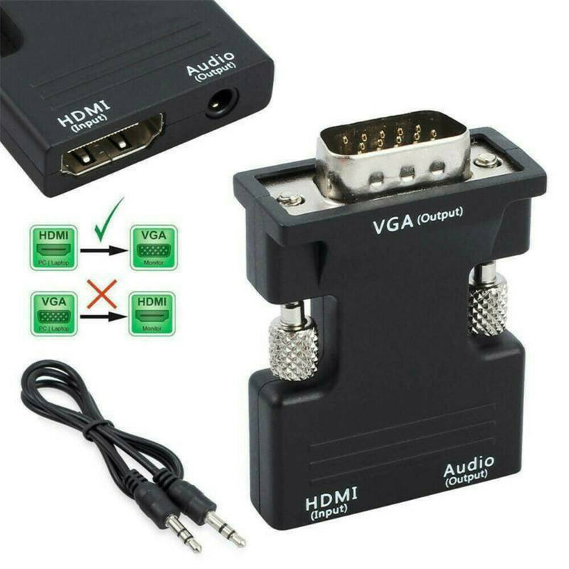 1*HDMI Female to VGA Male Converter w/ Audio Adapter Support 1080P Signal Output