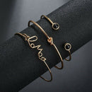 Personality English Alphabet Love Expression Black Gem 3 Piece Bracelet