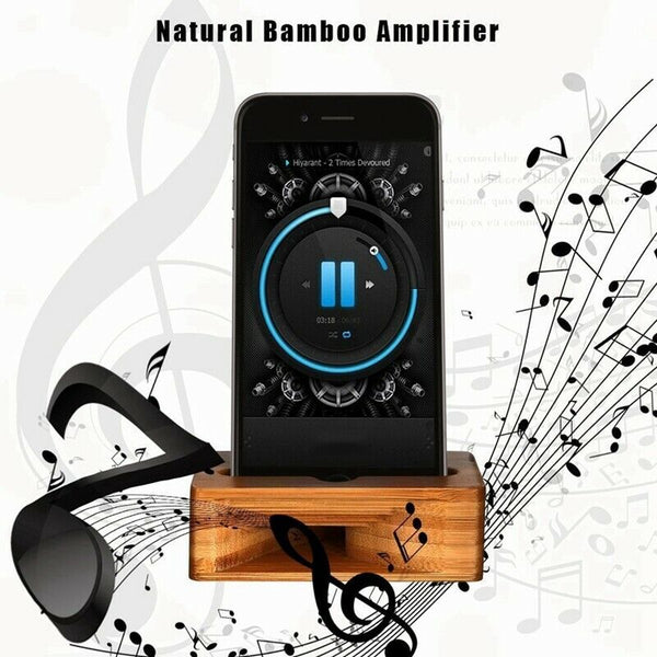 Mobile Phone Stand with Sound Amplifier Bamboo Wood Mobile Phone Low Seat A G5A3