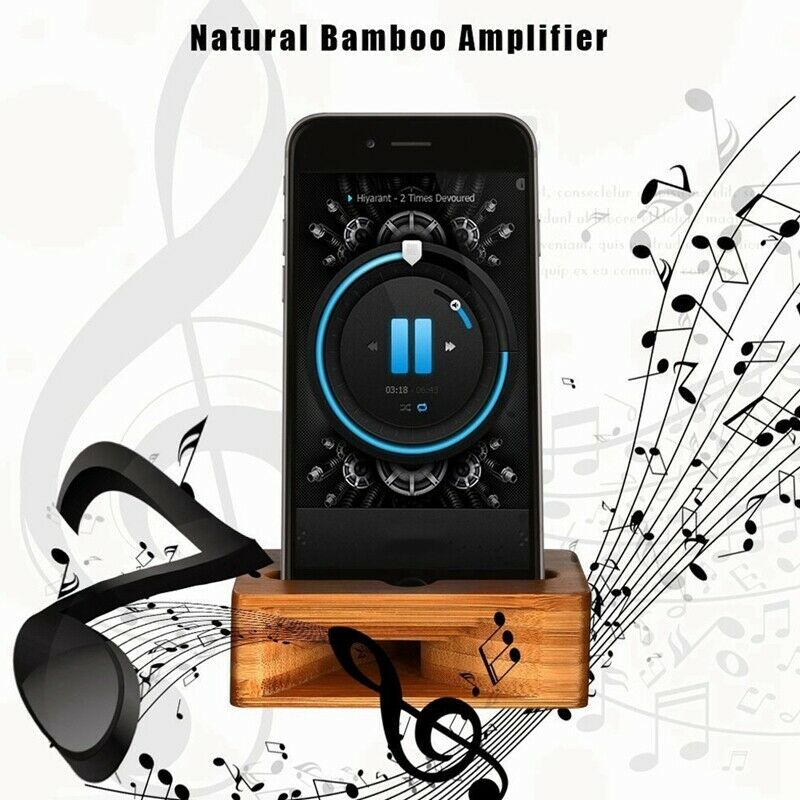 Mobile Phone Stand with Sound Amplifier Bamboo Wood Mobile Phone Low Seat A G5A3