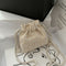 Women Woven Shoulder Handbag Drawstring Daisy Beach Crossbody Pouch (White) A