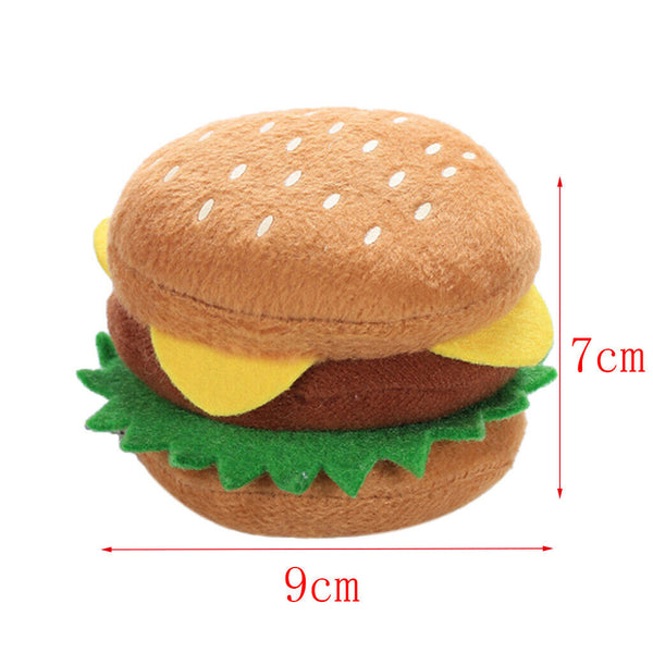 Squeaky Stuffed Plush Dog Toys - Hamburger Shaped - Pack of 2