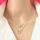 Women Multilayer Rhinestone U Shape Charm Golden Tone Chain Pendant Necklace Hot