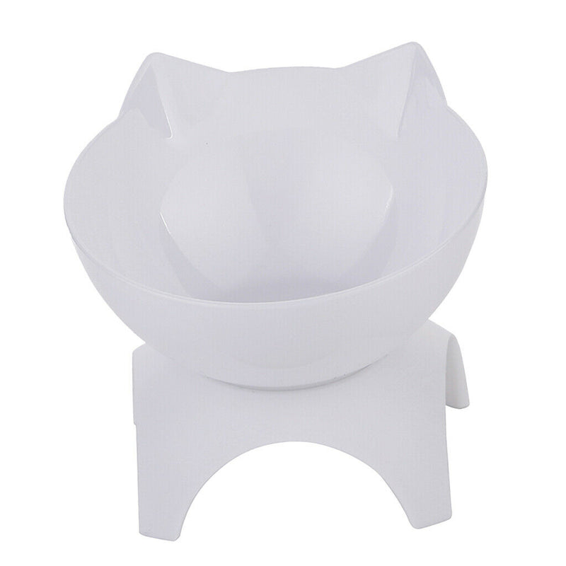Elevated Dog and Cat Pet Feeder Cat Dog Raised Stand Single Bowls White