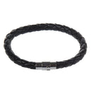 Mens Black Leather Magnet Bracelet Wristband Band 0.23" HOT V7S1