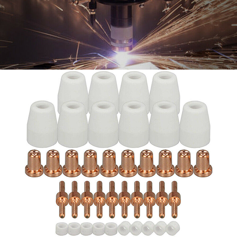 40pcs/set PT-31 Extended Cutting Electrode Plasma Cutter Consumables Tip Nozzle