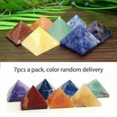 Set of 7 Chakra Pyramid Stone Set Crystal Healing Wicca Natural Spirituality New