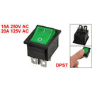 KCD4 DPST ON-OFF 4 Pin Terminals Rocker Boat Switch 15A/20A AC 250V/125V N2G6