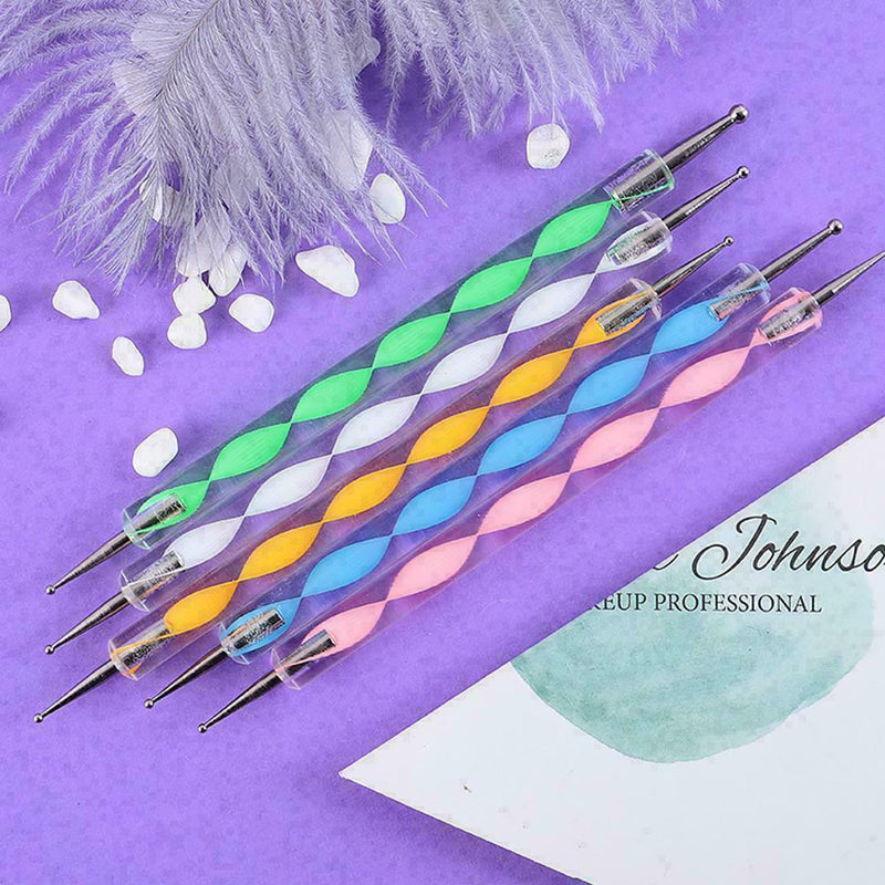 5Pcs Nail Art Dotting Pen Crystal Marbleizing Tool Kit Set Manicure Paintin B5H7