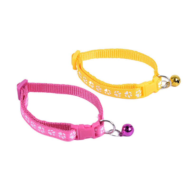 12PCS Dog Collars Pet Cat Puppy Buckle Nylon Collar with Bell 6 ColorsB Hn