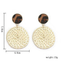Retro Woven Circle Dangle Ear Stud Women Rattan Geometric Earrings Jewelry