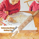 Christmas Snowflake Elk Wooden Rolling Pin Dough Engraved Roller DIY