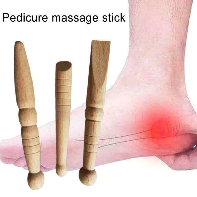 3Pcs Foot Massage Stick/ Reflexology Health Wooden New With Tool Chart Mass F5I9