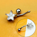 Clear Surgical Steel Navel Belly Button Bar Ring 10mm Star Jewelry