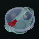 3pcs Baby Dinnerware Feeding Set Sucker Bottom Bowl Dust Cap Spoon Dishes A