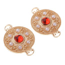2x Golden Round Flat Back Charms Connector Fit DIY Bracelet Necklace Jewelry