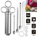 60ML 6 IN 1 Stainless Steel Condiment Spice Roast Curing Syringe with 3 Needles