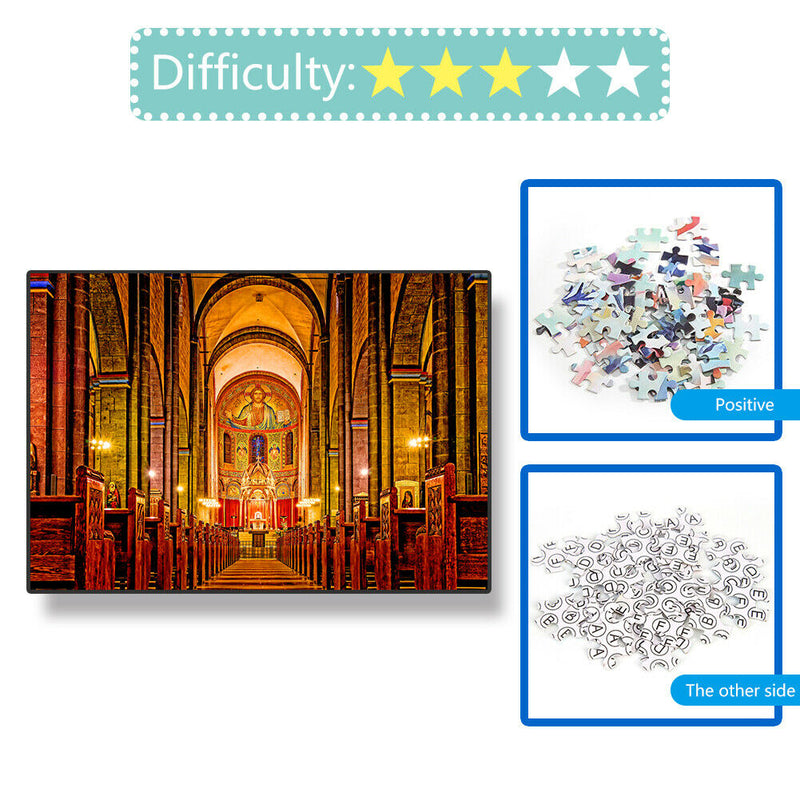 1000pcs DIY Church Interior Paper Puzzle Stress Relief Toys Handmade Gifts