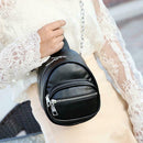 Women Solid Backpack Leather Shoulder Strap Chain Zipper Messenger Knapsack
