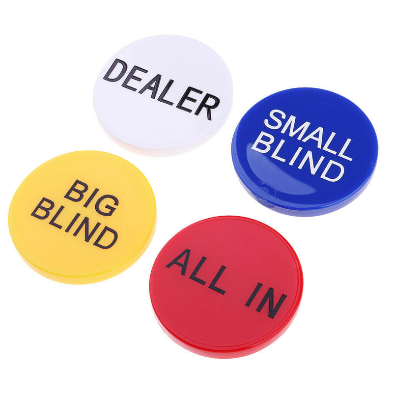 4pcs/set Dealer Button + Little & Big Blind All In Poker Chip Casino Quality