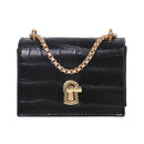Elegant Women Pure Mini Shoulder Bags Leather Chain Messenger Bag (Black)