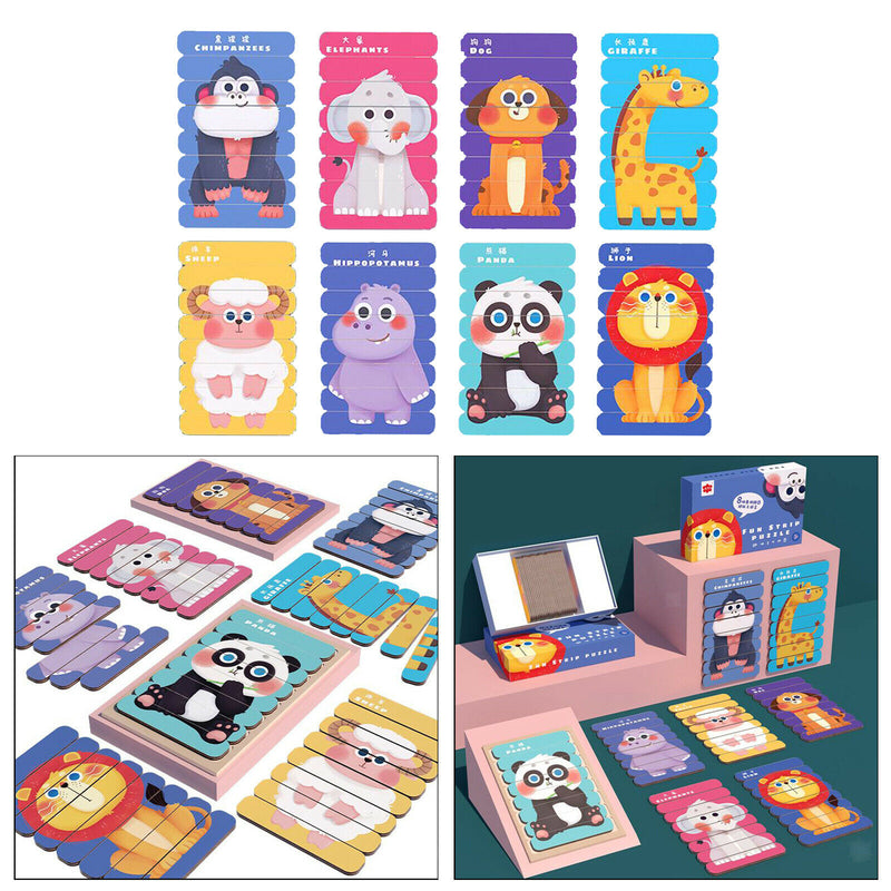 Wooden Jigsaw Puzzle Sorting Stacking Toys Animal Puzzle Preschool Educational