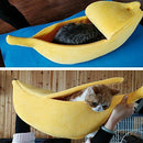 Cute Pet Dog Cat Bed Banana Shape Fluffy Warm Soft Plush Home Bed (S)