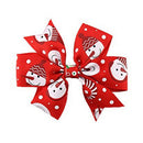 6Pcs Girl Christmas Holiday Gift Snowflake Ribbon Hair Bows Clip Girl HairpVGTE