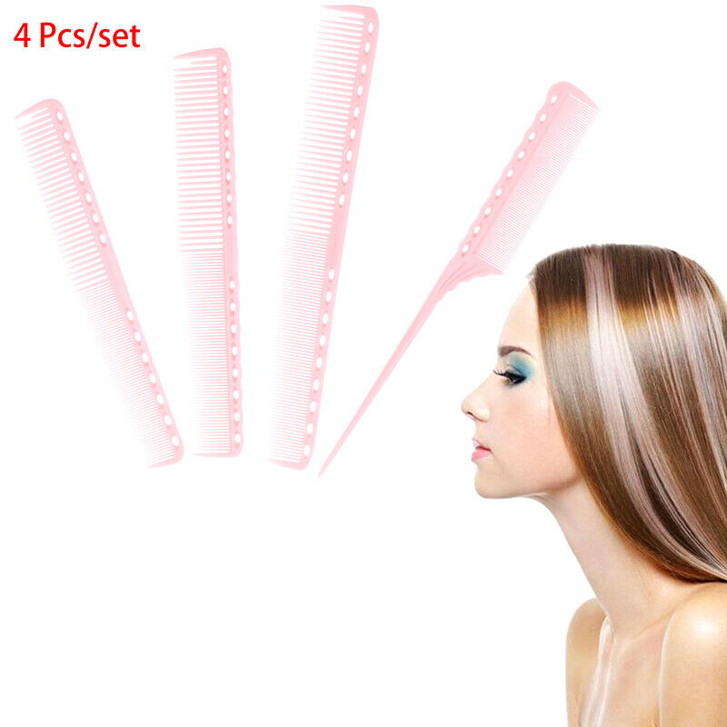 4 Pcs/Set Anti-Static Pink Hairdressing Comb Barber Hair Different Combs SeS Ew