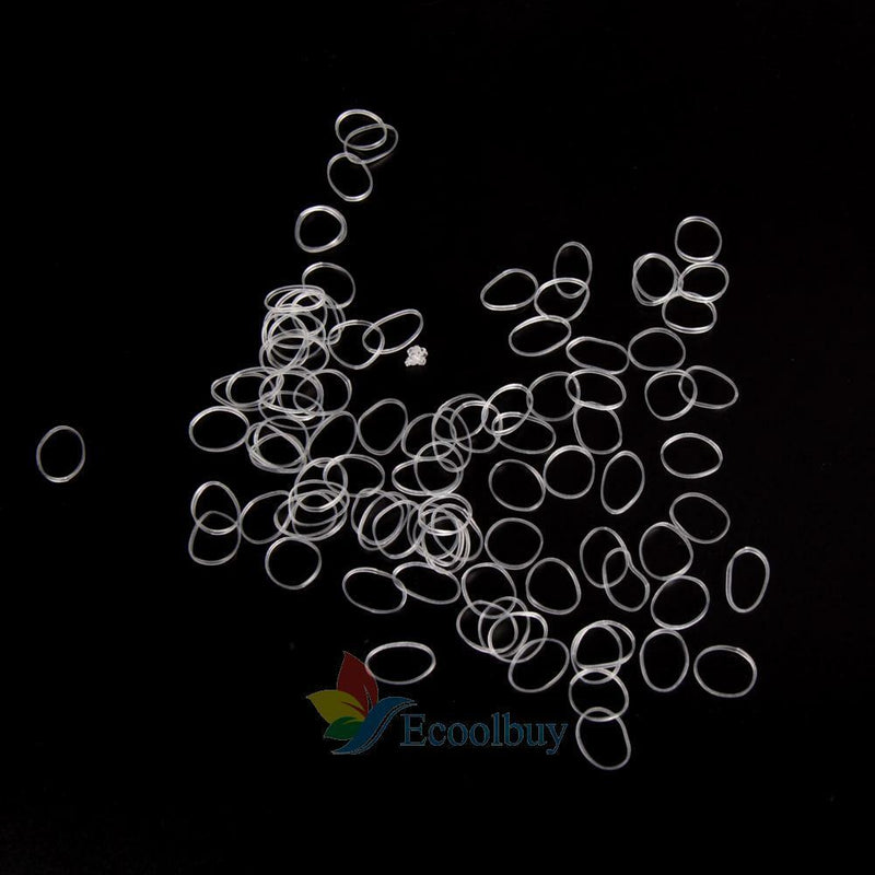 500pcs Hair Tie Band Ponytail Holder Elastic Rubber Clear White Women Girls
