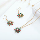 Christmas Snowflakes Drop Earrings Rhinestone Pendant Necklace Jewelry Set