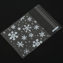 50 Clear Snowflake Cookie Bag, Plastic Cellophane Adhesive Sealant, Bakery