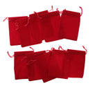 10 pieces Velvet Bags Wedding Party Gift Drawstring Jewelry Pouches Red
