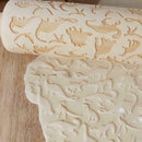 Wood Dinosaur Embossing Engraved Rolling Pin for DIY Baking Cookies Noodle
