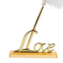 Wedding Decoraitons Retro Style White Feather Signing Pen with Love Holder