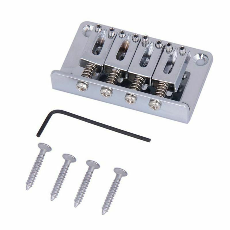 Cigar Box Guitar Parts: 4-string Chrome Hard-tail Adjustable Bridge