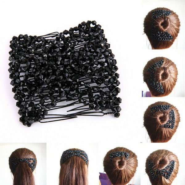 Stretchy Comb Slide Magic Beads Easy Hair Clips Double Clips