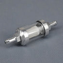 Motorcycle Scooter 6mm 1/4"  inch Chrome Plated Glass Inline Fuel Petrol Filter