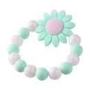 Flower Bracelet Rattle Elastic Silicone Beads Bangles Baby Teether (Green) A