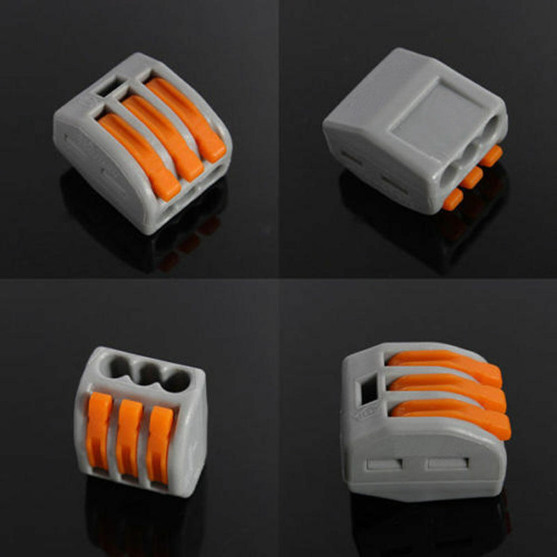 10Pcs Reusable Spring Lever Terminal Block Electric Cable 3 Wire Connector B Gw