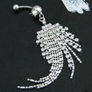 Rhinestones Tassels Navel Dangle Button Belly Ring Bar Body Piercing Jewel FYS