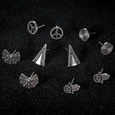 5 Pairs/Set Fatima Hamsa Crystal Earring Stud Earrings for Women Dazzling Retro