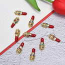 10Pcs/set Enamel Alloy Crystal Lipstick Charms Pendant Jewelry Craft DIY Makâ„–[