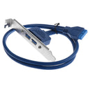 2Port USB3.0 Female to PC Motherboard 20pin Flat Cable 1.5ft with PCI Bracke