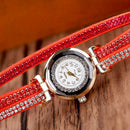 Alloy Quartz Watches Bracelet Watch Women Rhinestone Wristwatch (Orange) A