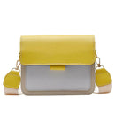 Hit Color Shoulder Handbags Women Chain Leather Flap Crossbody Bag (Yellow) A